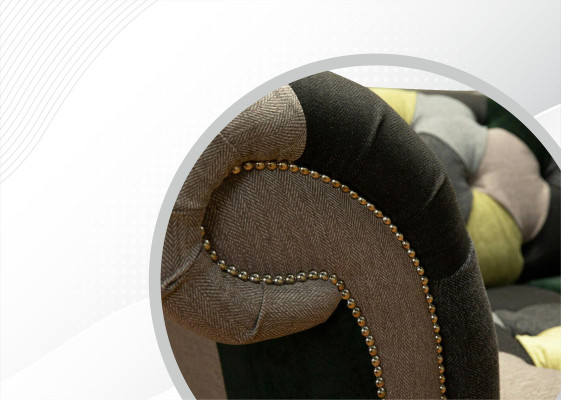 Chesterfield de 3 plazas, multicolor, diseño de sala de estar, sofá, muebles de diseño.