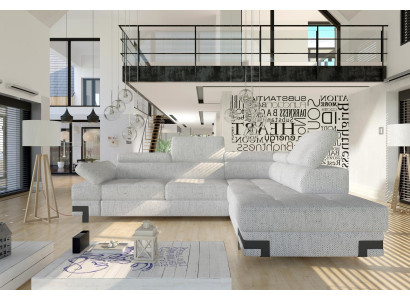 Sofá de esquina gris de tela en forma de L Sofá Diseño Sofá Acolchado Textil Moderno Sofás