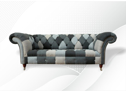 Sofás de diseño de tres plazas para sala de estar en terciopelo Chesterfield de tela.