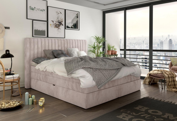 Cama de muelles 180x200cm Cama doble de hotel Textil Dormitorio Cama Acolchado Nuevo