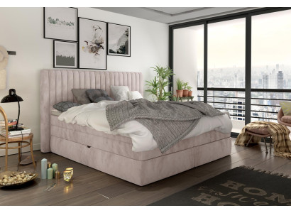 Cama de muelles 180x200cm Cama doble de hotel Textil Dormitorio Cama Acolchado Nuevo