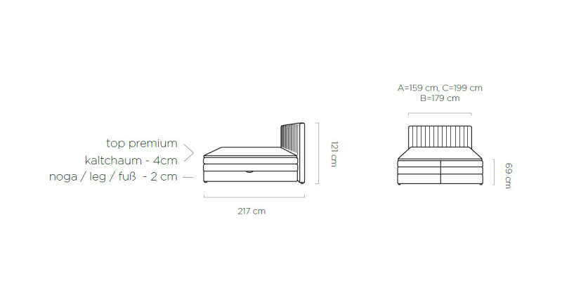 Cama de muelles 180x200cm Cama doble de hotel Textil Dormitorio Cama Acolchado Nuevo