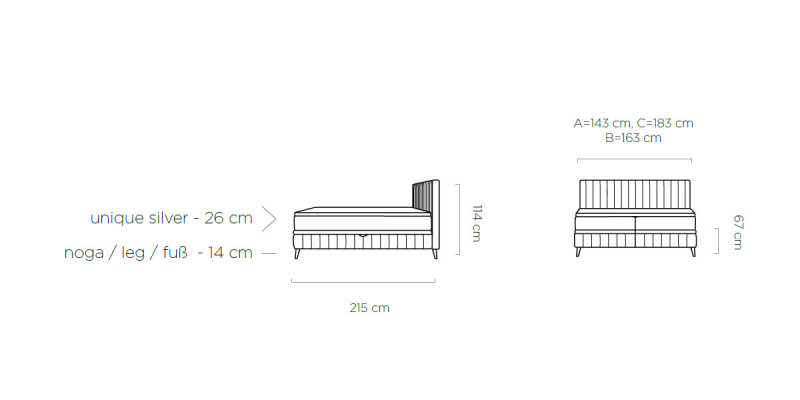 Habitación doble de madera con cama de 180x200cm. Cama clásica acolchada de lujo tipo boxspring.