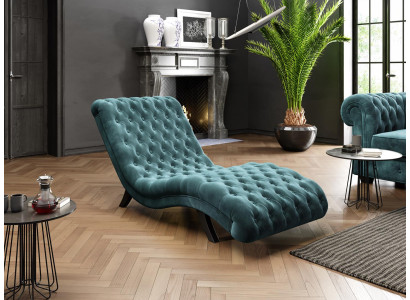 Sofá Chesterfield de madera y metal Chaiselongue Relaxliege