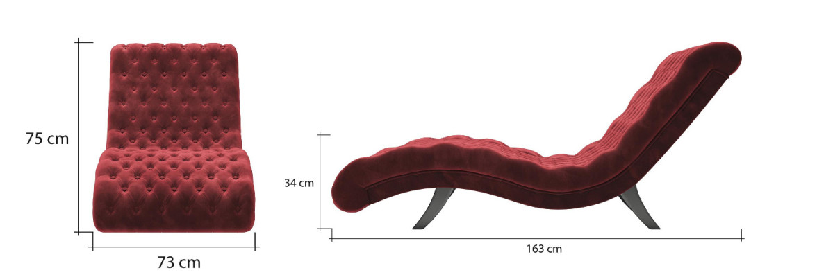 Sofá Chesterfield de madera y metal Chaiselongue Relaxliege