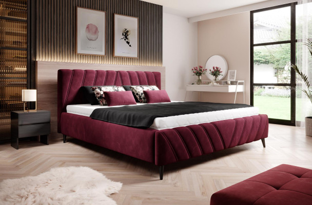Diseño de cama de lujo. Camas de tela acolchada del hotel, 180x200cm. Muebles de dormitorio de terciopelo.