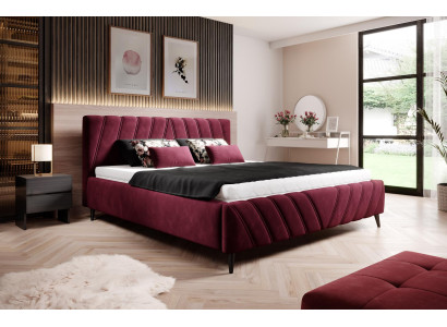 Diseño de cama de lujo. Camas de tela acolchada del hotel, 180x200cm. Muebles de dormitorio de terciopelo.