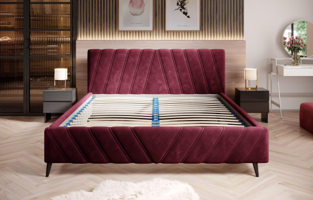 Diseño de cama de lujo. Camas de tela acolchada del hotel, 180x200cm. Muebles de dormitorio de terciopelo.
