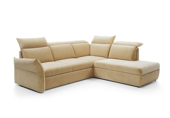 Sofá en forma de L color beige con función de cama, conjunto de sofás para sala de estar.
