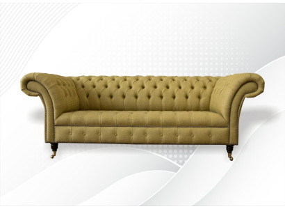 Chesterfield de 3 plazas Amarillo Sala de estar Diseño de sofás Sofás Tapizados Sofá Textil