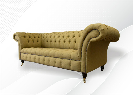 Chesterfield de 3 plazas Amarillo Sala de estar Diseño de sofás Sofás Tapizados Sofá Textil