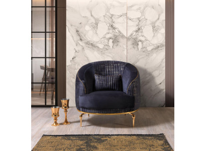 Sillón de salón tapizado 1 plaza sofás modernos textil nuevo azul lujo.