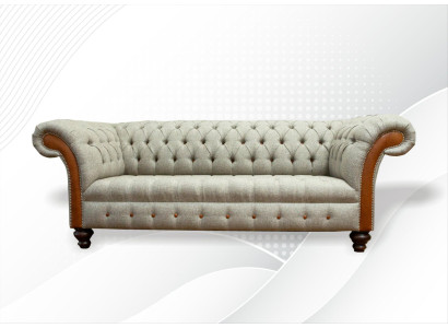 Chesterfield de 3 plazas Beige Sala de estar Diseño Sofá Tapizados Sofás Textiles