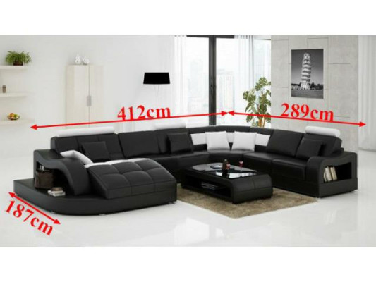 Sofá esquinero de diseñador con chaise longue, sofá seccional en forma de U de cuero con USB