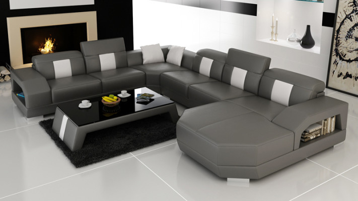 Sofá de cuero Sofá Sofá de esquina Conjunto de esquina Diseño de sofá moderno R7003 Nuevo