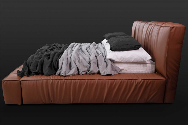Camas de hotel de cuero artificial 180x200cm. Diseño de lujo de muebles cama tapizada.