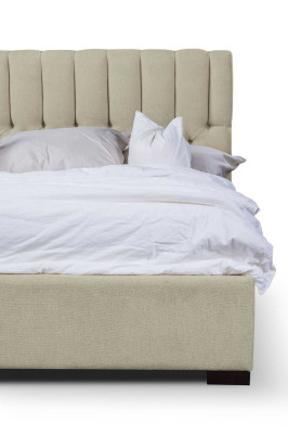 Cama beige Cama doble de madera Moderna Camas de lujo Cama de tela Dormitorio