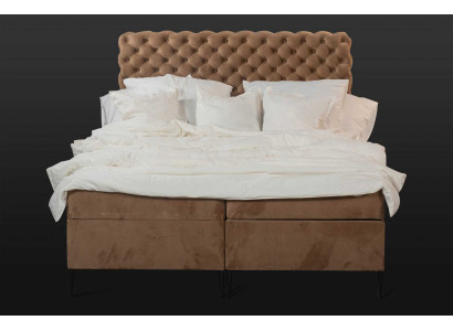 Textil cama marrón lujo doble Chesterfield diseño de dormitorio camas