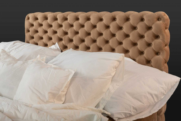 Textil cama marrón lujo doble Chesterfield diseño de dormitorio camas