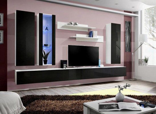 Conjunto de sala 7 piezas, lujosa pared moderna, armario diseñador nuevo, soporte para TV.