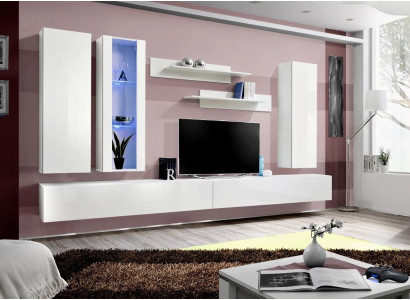 Muebles de sala de estar diseñados en blanco estante de pared TV soporte aparador moderno armario de pared.