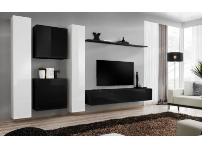 Conjunto de mueble de pared para sala de estar, grupo de 4 piezas, juego de armario de 4 piezas. Mueble de madera, estante.