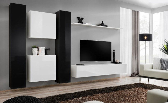 Mueble de pared blanco de diseño, muebles de salón, soporte de TV, aparador