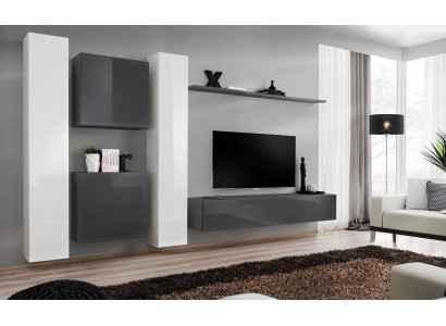 Armario de pared gris estante de pared de salón diseño de estantes de pared moderno muebles