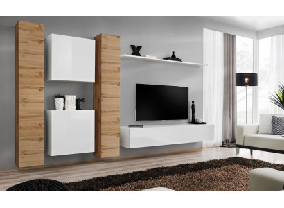 Wohnwand Blanco Muebles de madera Armario Diseño Estante de pared completo Pared Estante
