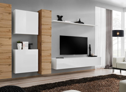 Wohnwand Blanco Muebles de madera Armario Diseño Estante de pared completo Pared Estante
