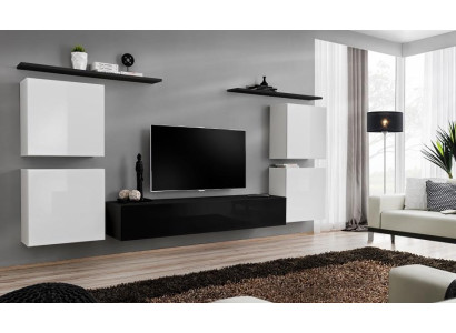 Completamente blanco armario de pared, mueble de salón de lujo, aparador de salón, soporte de TV moderno