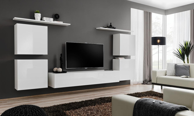 Conjunto completo de 7 piezas Blanco Sala de estar Sala de estar Mobiliario de lujo Moderno Soporte de TV