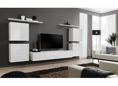 Conjunto completo de 7 piezas Blanco Sala de estar Sala de estar Mobiliario de lujo Moderno Soporte de TV
