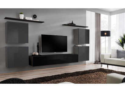 Conjunto de muebles de salón de lujo de 7 piezas, estantería de pared de madera, juego de muebles nuevo.