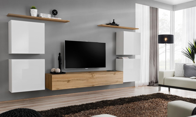 Conjunto de muebles de lujo nuevo de 7 piezas Marrón Unidad de pared Soporte de TV Armario de pared de madera