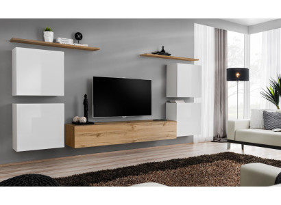Conjunto de muebles de lujo nuevo de 7 piezas Marrón Unidad de pared Soporte de TV Armario de pared de madera