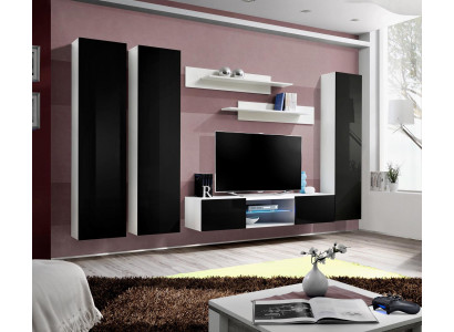Conjunto de pared de lujo de 6 piezas. Vitrina colgante de sala de estar moderna. Soporte de TV diseñador.