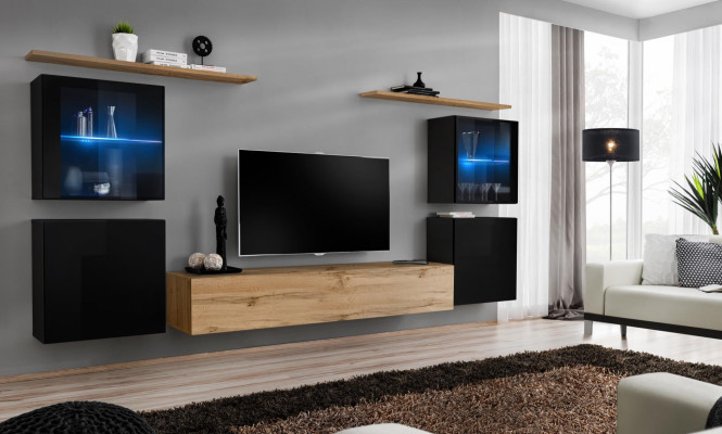 Sala de estar 4x armario de pared conjunto de diseño moderno con soporte para TV 7 piezas nuevo