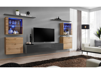 Conjunto de muebles de salón diseñador brillo alto conjunto de pared de salón aparador completo.