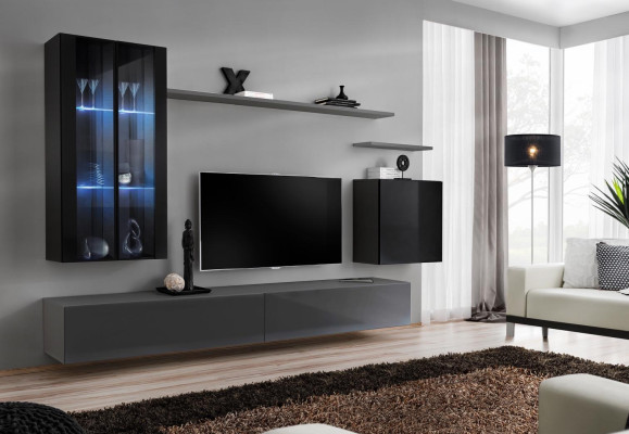 Juego de sala: 3x armario de pared, soporte de TV, muebles de sala, estilo moderno y de diseño.