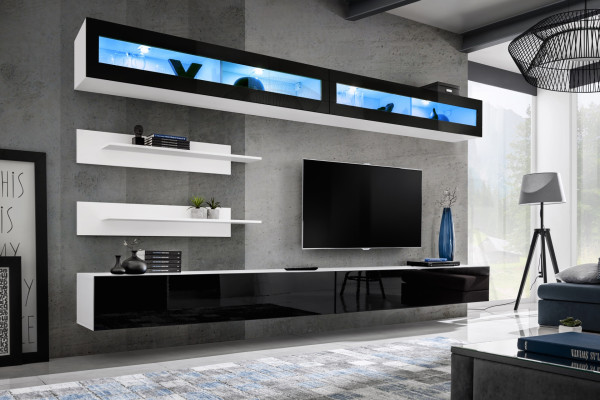 Conjunto de pared 6 piezas Sala de estar de lujo TV Stand Estante de pared Diseño de mobiliario