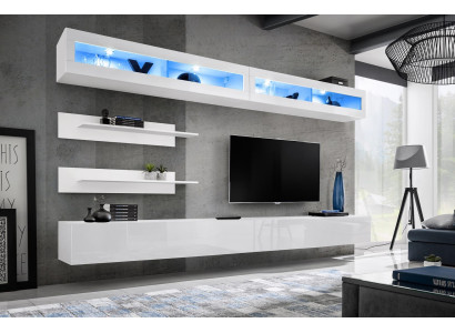 Modernes conjunto de sala de estar de 6 piezas 2x soporte de TV armario de pared de diseño nuevo muebles de madera