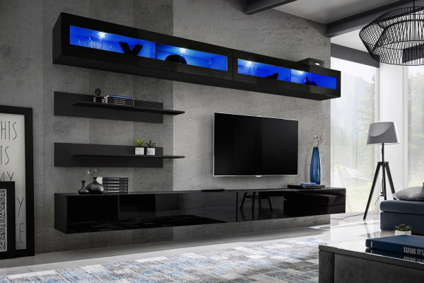 Sala de estar 2x juego de armarios de pared, pared de muebles de madera, soporte de TV nuevo.