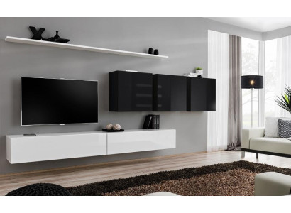 Mueble de pared blanco con 2 soportes para televisión, aparador, muebles de salón, armario de pared, diseñados.