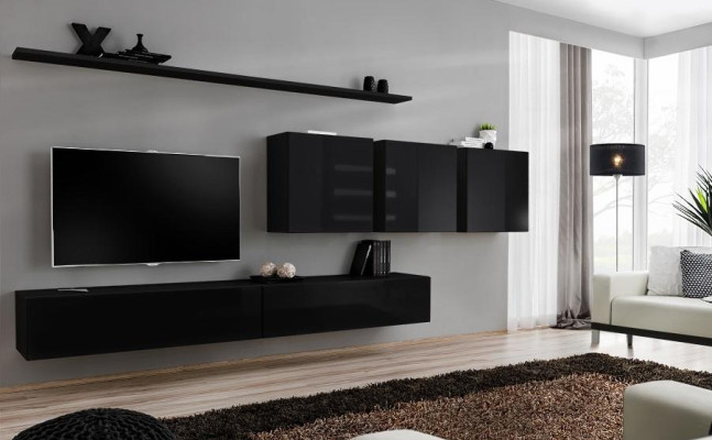 Negro pared de la sala de estar muebles de la sala de estar moderno diseño aparador armario de pared diseñador