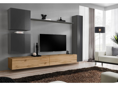 Armario de pared, conjunto de muebles de pared de 6 piezas, mueble moderno, aparador, soporte de TV