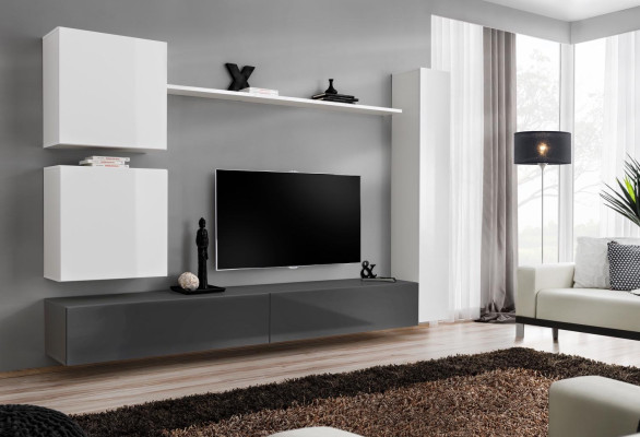 Mueble de salón armario de pared Estilo Moderno Decoración Diseñador Blanco Estantería TV Mueble auxiliar
