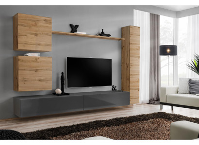 Diseñador de interiores Braun 3x armario de pared conjunto de muebles de madera de lujo soporte de televisión.