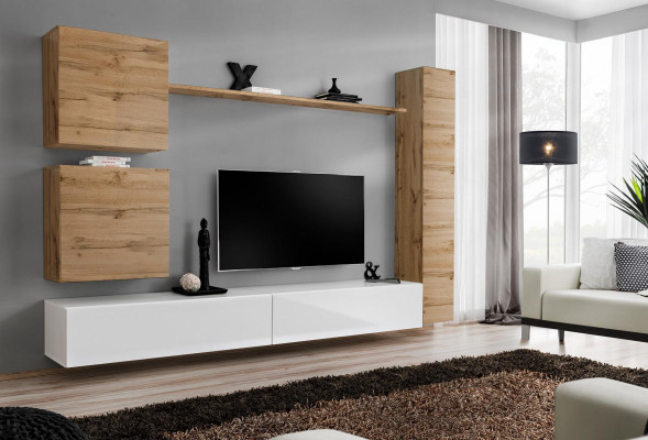 Muebles de sala de estar, conjunto de pared de diseño, estantería de pared, soporte de TV, aparador, muebles de madera.