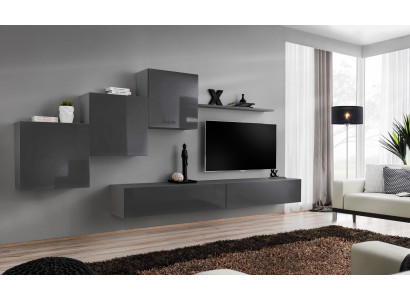 Conjunto de sala de estar de 6 piezas con armario de pared y estante de pared, completamente nuevo.
